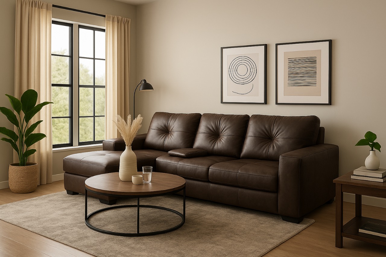 leather corner couch for hire