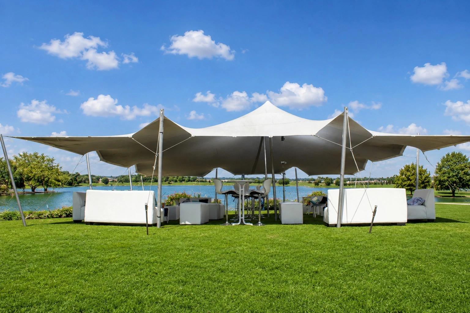  waterproof tents and cocktail chairs for hire